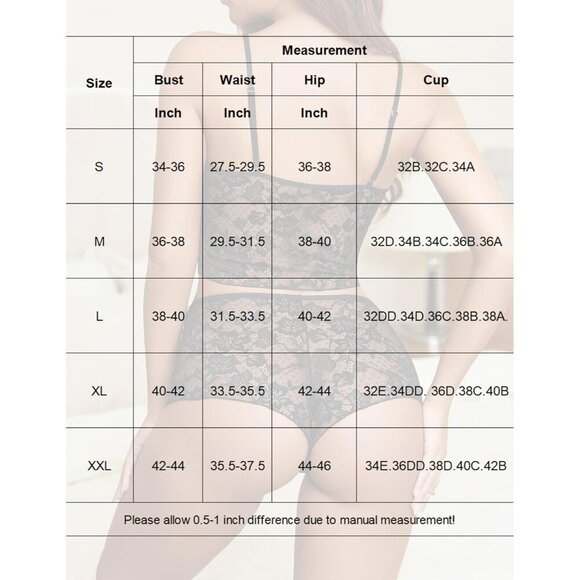 🆕Women Black Lace Bra and Panty Set V Neck Baby doll 2 Piece Mesh Bralette Set - Picture 6 of 7